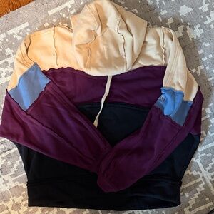 ALO Yoga Colorblock Hoodie in Cream, Plum & Blue